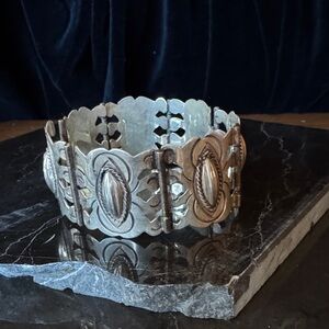 Vintage Jeronimo Fuentes JIM Taxco 925 Sterling Silver Panel Mexican Bracelet